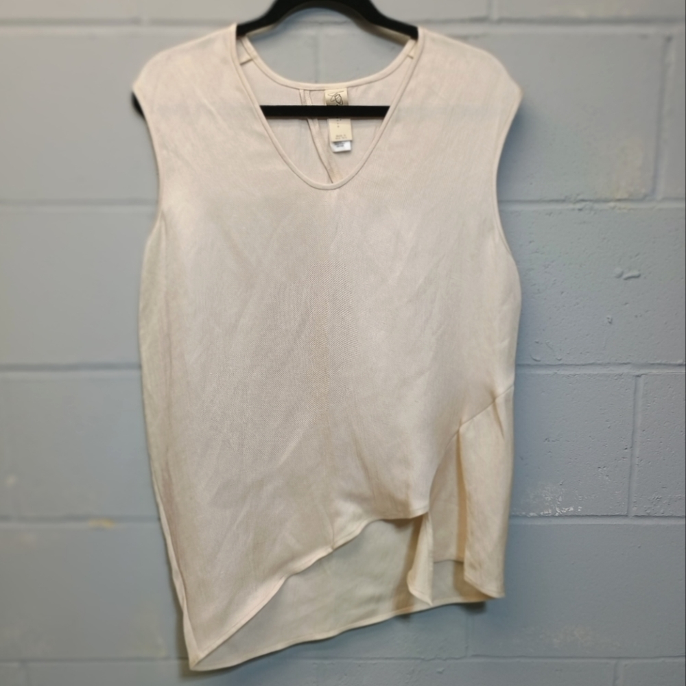 Zero + Maria Cornejo Cream Linen Asymmetrical Sleeveless Top, Size 10